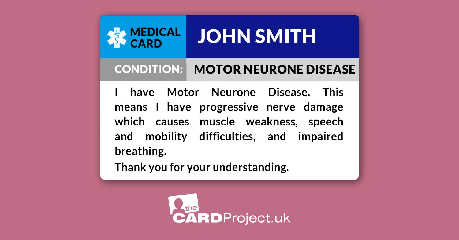 Motor Neurone Disease Medical ID Card (FRONT)